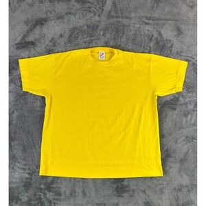 Vintage Jerzees T-Shirt XL Solid Yellow Single Stitch USA Made 50/50 Blank Tee‎